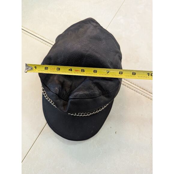 VTG Muir Easyriders Leather Chain Hat Cap Biker Captain Newsboy Hat Made In USA - Picture 8 of 9